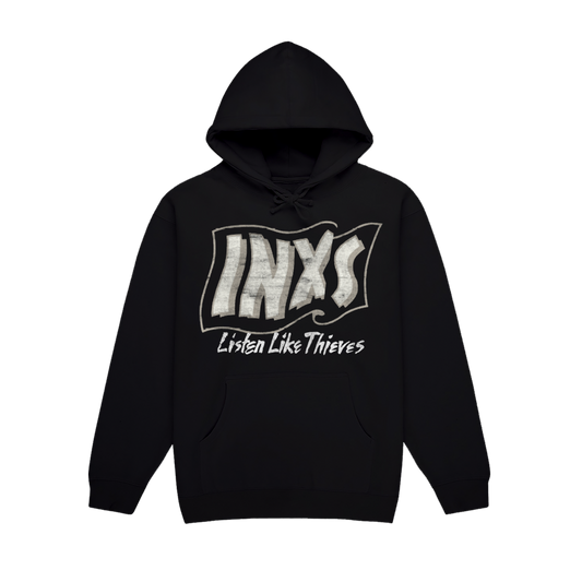Celebrate 40 years of Listen Like Thieves with this official INXS hoodie, featuring bold, distressed artwork inspired by the band’s era-defining album. A must-have for INXS fans, this hoodie brings classic rock nostalgia with a modern, vintage aesthetic.