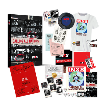 Calling All Nations - A Fan History of INXS Signed Super Deluxe Book + T-Shirt Fan Pack